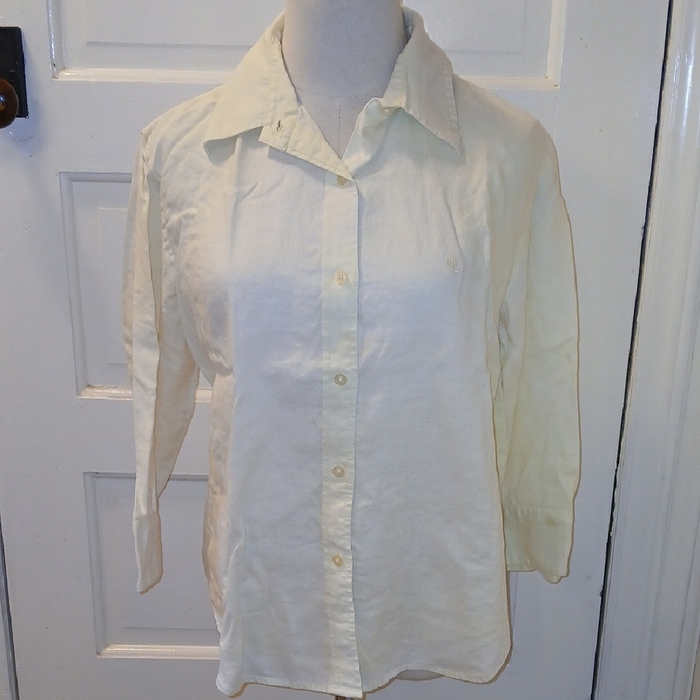 Lauren Ralph Lauren Women's Cream Button-Down Shirt